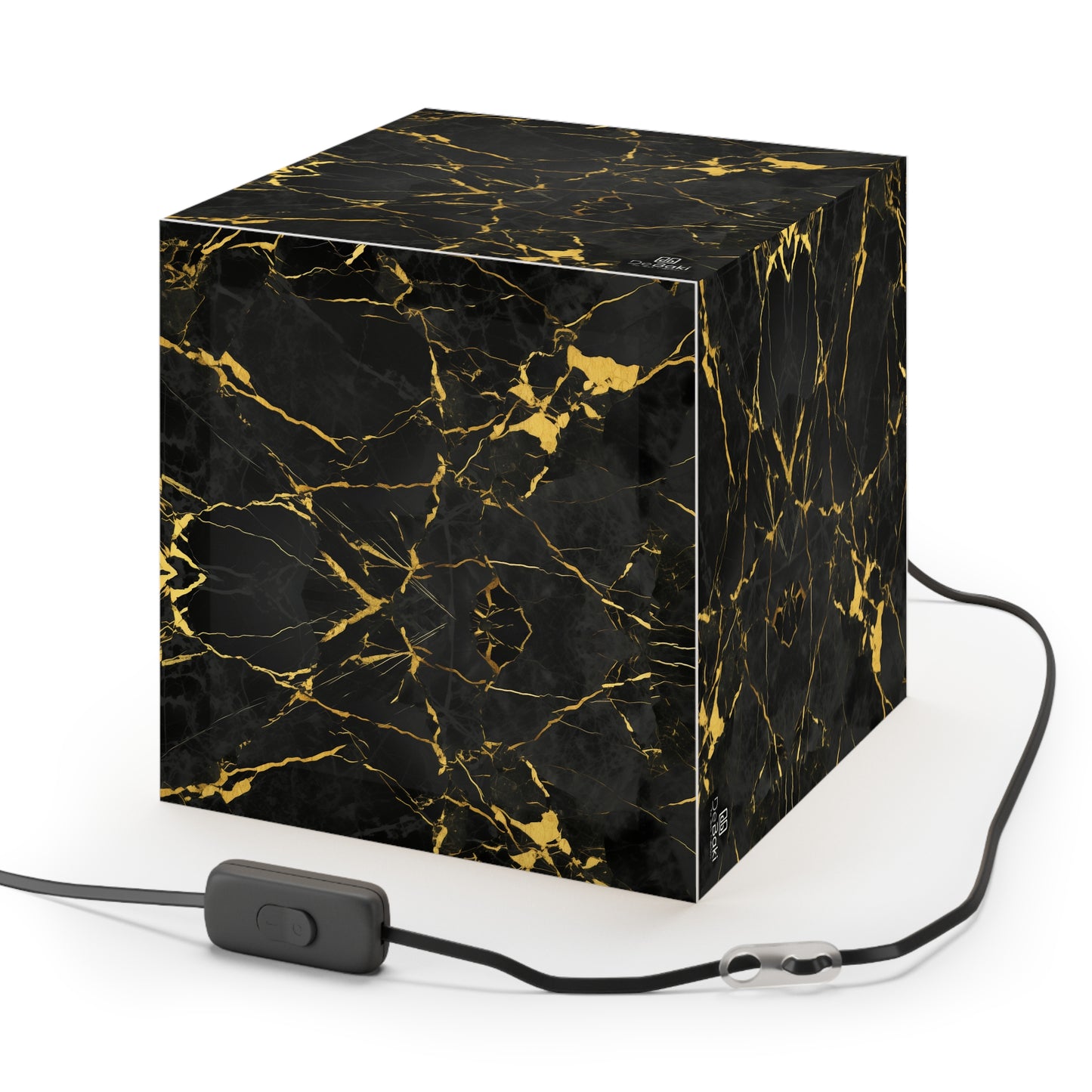 Black Gold Cube Lamp