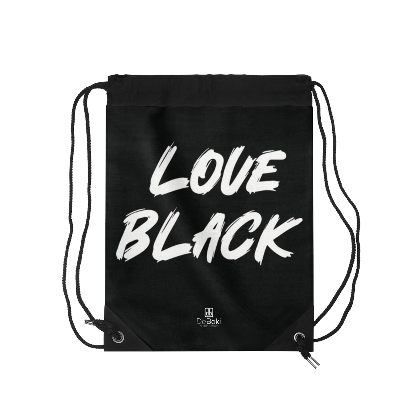 Love Black Drawstring Bag