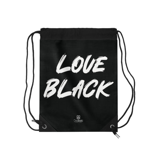 Love Black Drawstring Bag