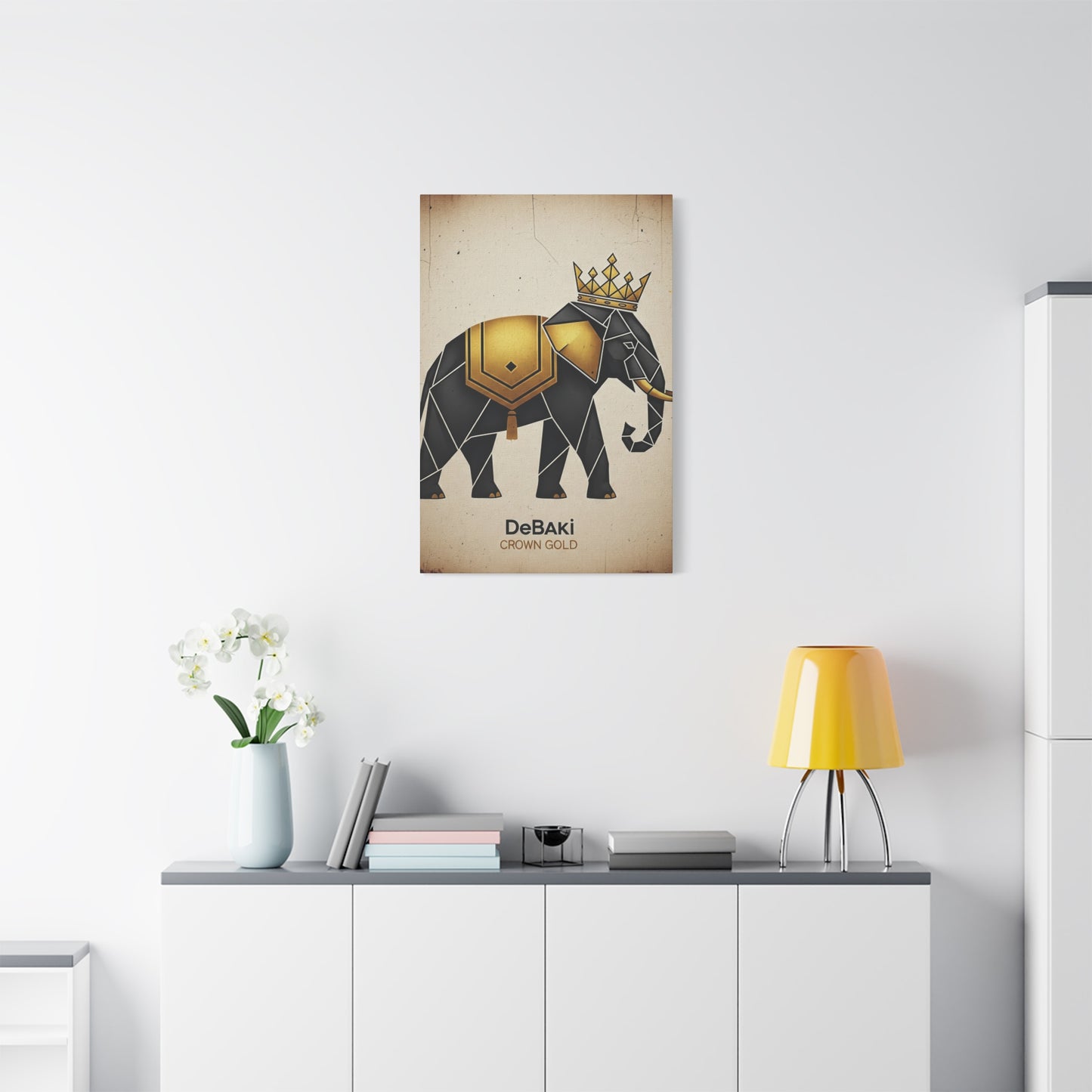 Geometric Elephant Canvas Wall Art, Origami Home Decor, Unique Gift for Animal Lovers, Perfect for Living Room and Nursery