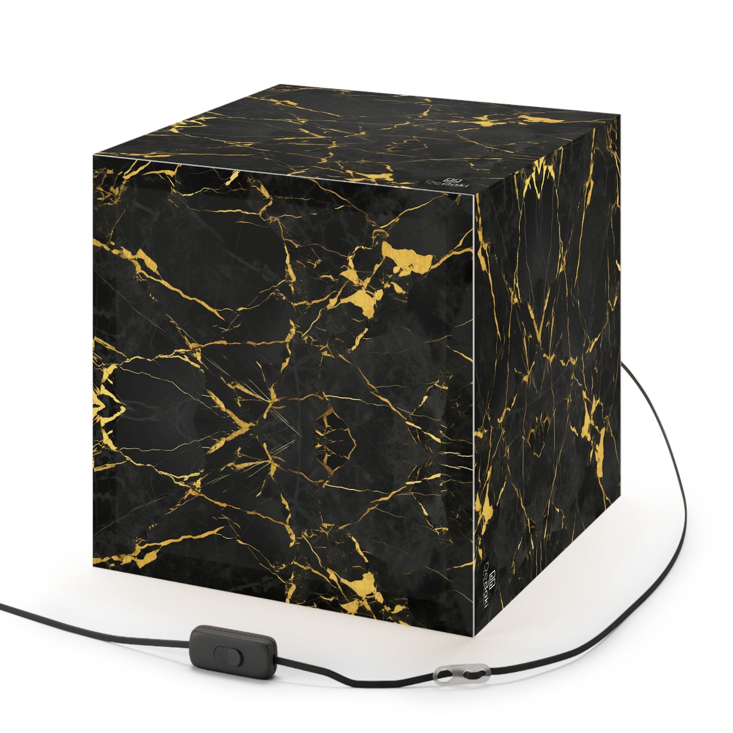 Black Gold Cube Lamp