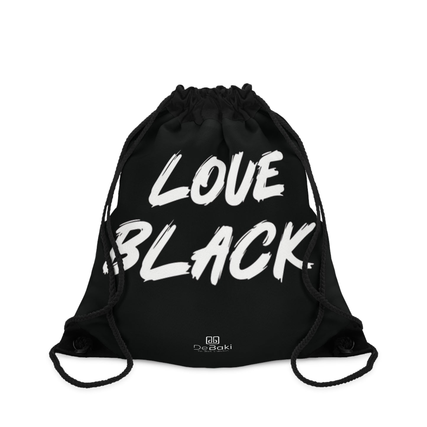 Love Black Drawstring Bag