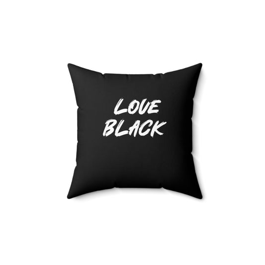 Love Black Spun Square Pillow