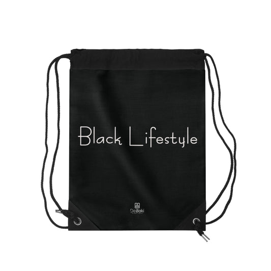 Black Lifestyle Drawstring Bag