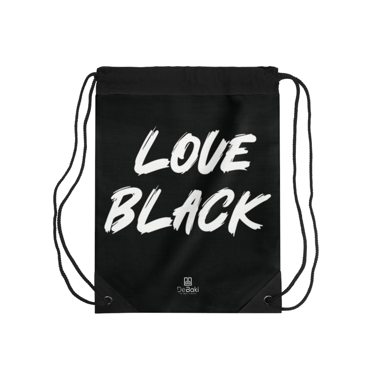 Love Black Drawstring Bag