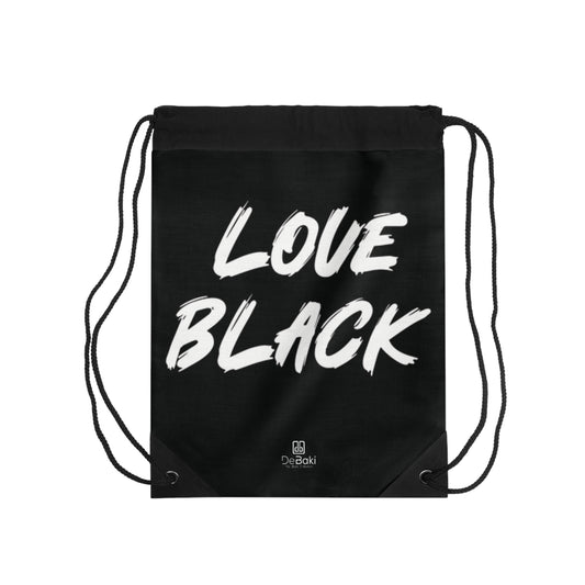 Love Black Drawstring Bag