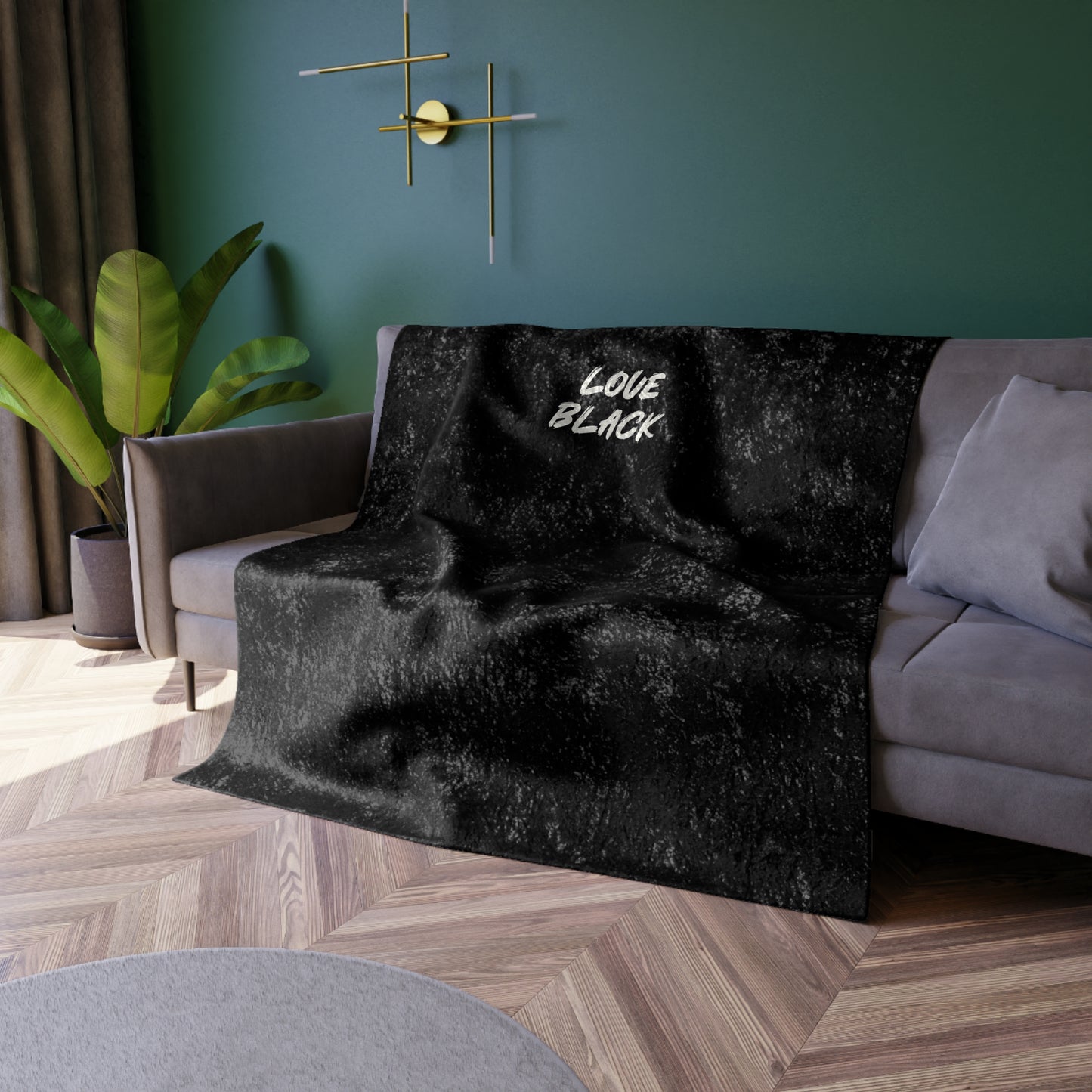 Love Black Crushed Velvet Blanket