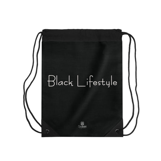 Black Lifestyle Drawstring Bag