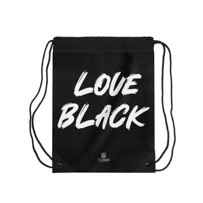 Love Black Drawstring Bag