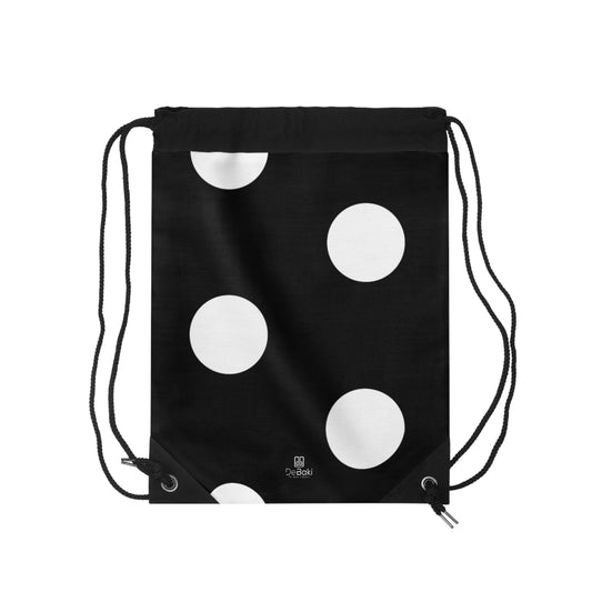 White Polka Dot Drawstring Bag