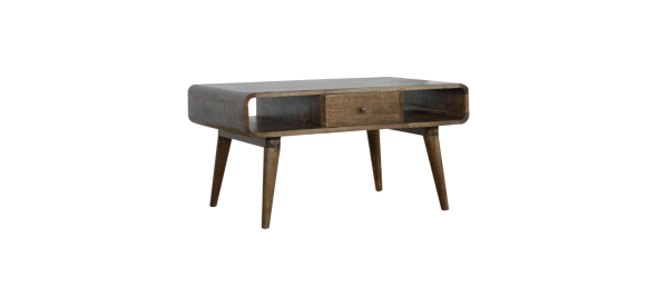 Curved Grey Washed Coffee Table